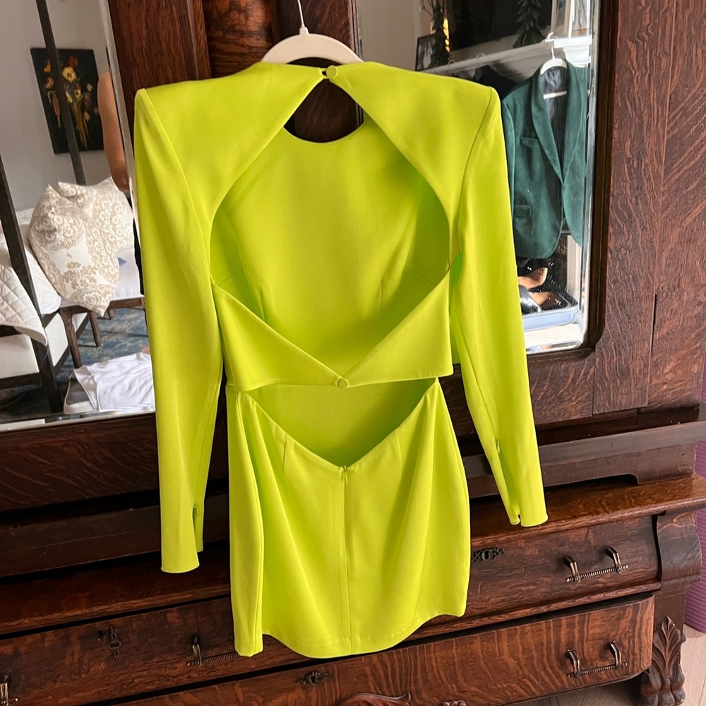 Alex Perry Vibrant Lime Mini Dress - Picture 2 of 3